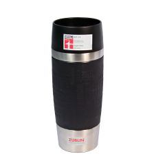 Insulated mug with black elements and “ZÜBLIN” logo on the lower part